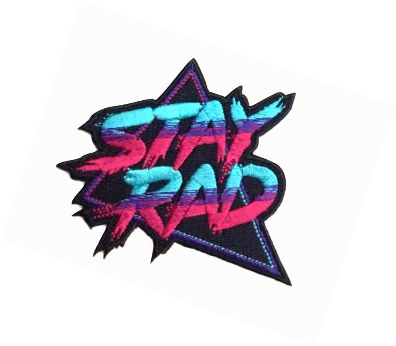 PatchClub - Stay Rad Patch Retro 80s Embroidered Iron, On/Sew On Cool Patch - Image 1